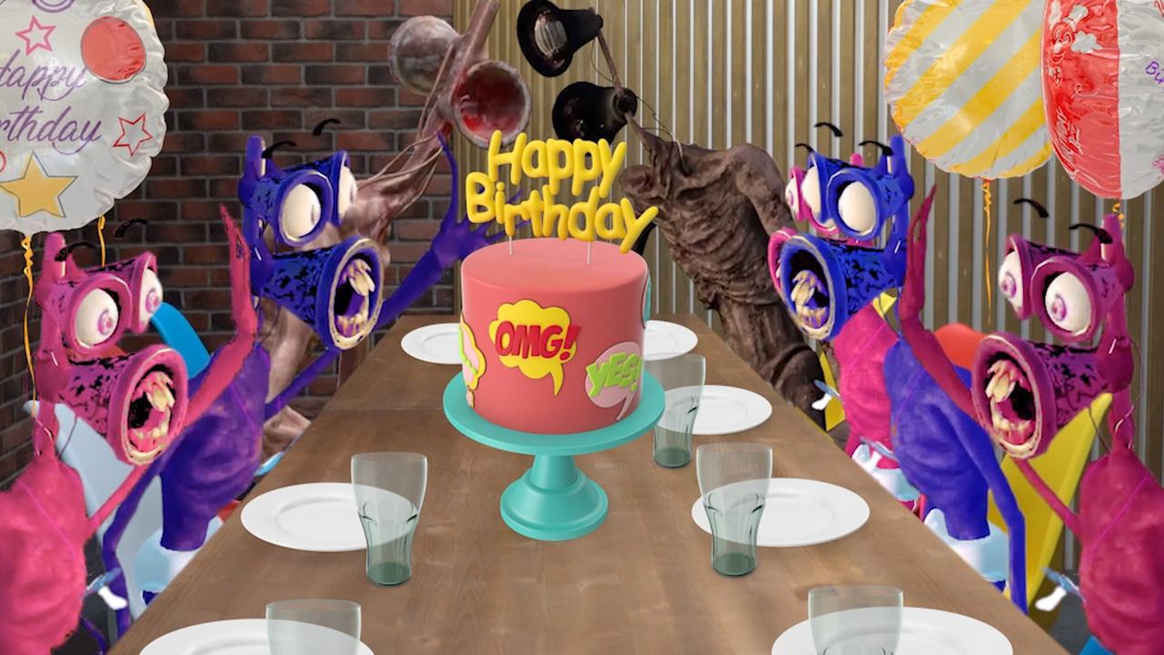 Сиреноголовые малыши и их вечеринка в честь Дня Рождения с тортиком. смотреть онлайн