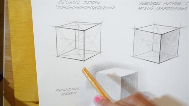 РИСУЕМ ПРАВИЛЬНО КУБ. ДВА ЧАСТНЫХ СЛУЧАЯ. ПЕРСПЕКТИВА. Академический рисунок смотреть онлайн