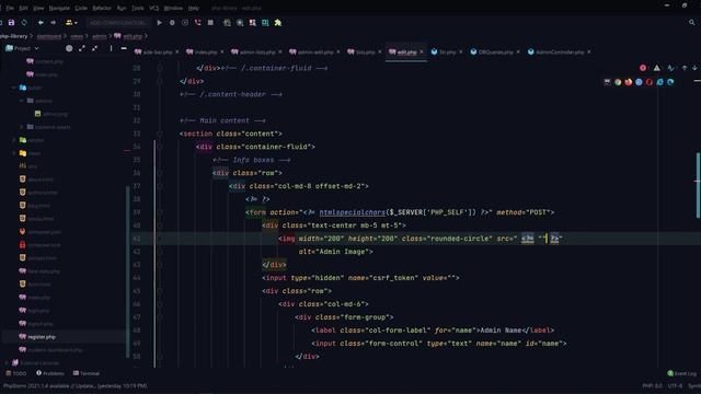 #24. PHP library management - admins data edit form смотреть онлайн