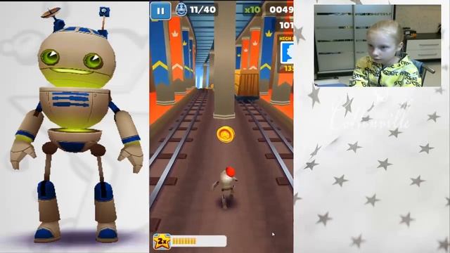 Subway Surf играем-Мультик игра Собиратель Монет Пасхальный Кролик и Робот #5 смотреть онлайн