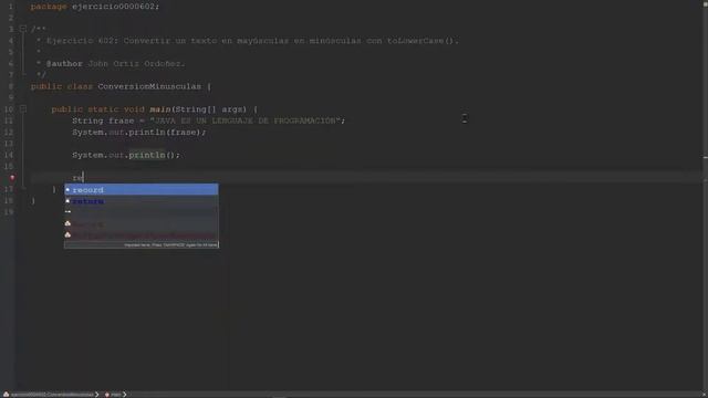 Java Ejercicio: 602 Convertir a Minúsculas un Texto que se Halla en Mayúsculas con toLowerCase() смотреть онлайн