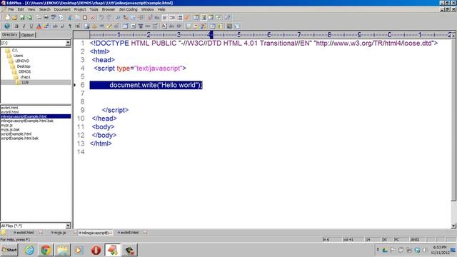 HTML and HTML5 Tutorial : how write inline Javascript code in html pages смотреть онлайн