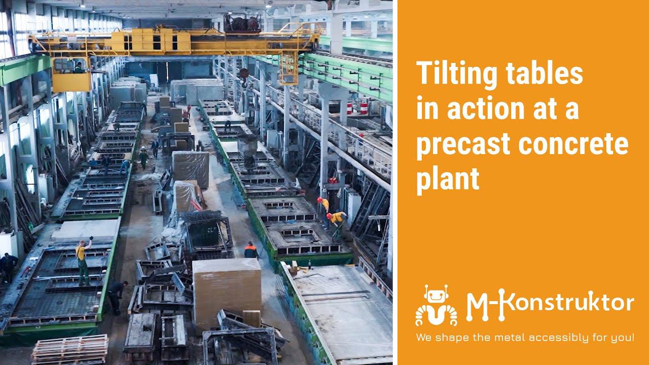 Tilting tables in action at a precast concrete plant смотреть онлайн