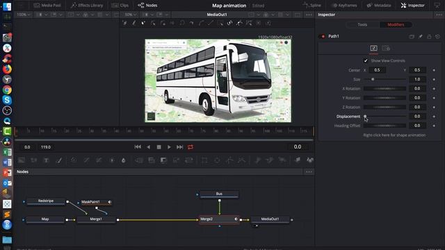 Анимация движения по карте при помощи DaVinci Resolve 15. Глюк Fusion при сохранении проекта. смотреть онлайн