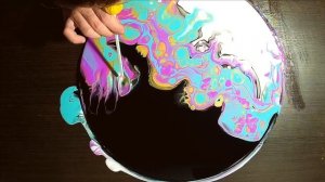 Флюид арт с применением трубки и воронки.Acrylic pouring blowing technique. Интересный результат.