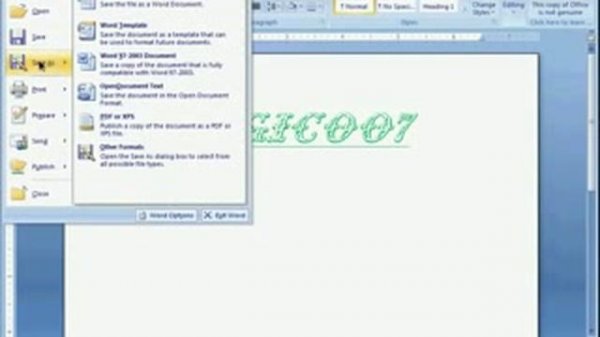 How to save or convert a word 2007 document into word 2003 document