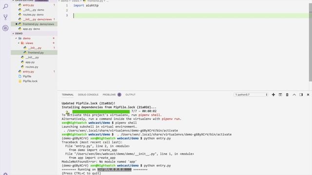 Создание основы Aiohttp приложения