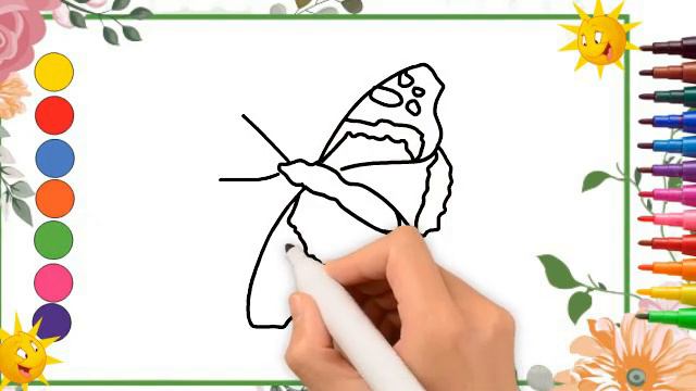 easy butterfly drawing, painting and coloring for kids | kelebek | ผีเสื้อ | papillon | तितली | 蝴蝶 смотреть онлайн