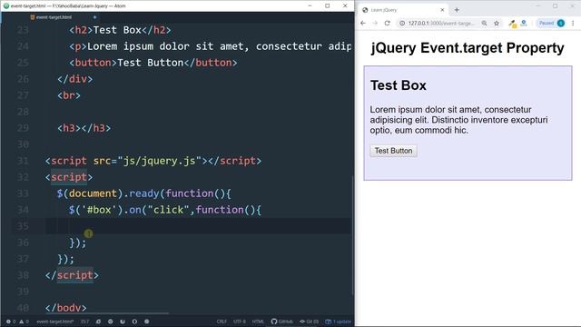 jQuery Event Target Property Tutorial in Hindi / Urdu смотреть онлайн