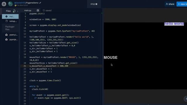 Pygame Video Tutorial 4 Add more text variables and controlling with the mouse смотреть онлайн