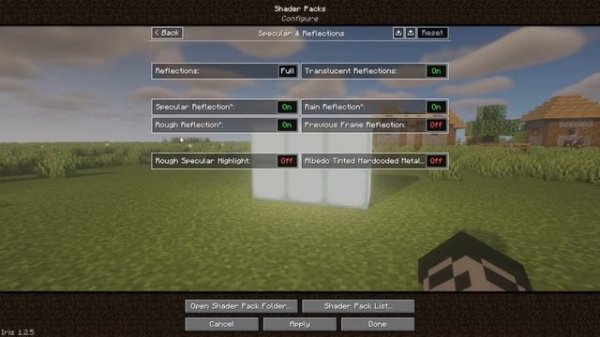 Minecraft : How to Enable surface reflections in BSL shaders