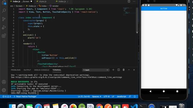 React Native Button and TouchbleOpacity смотреть онлайн