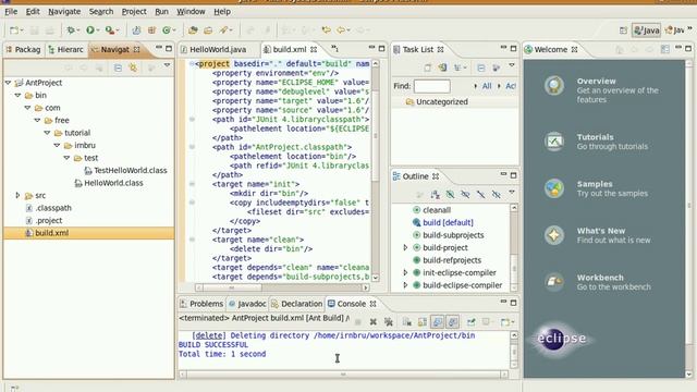 Use Ant with Eclipse 3.4 Java 6 and Ubuntu Part 2 смотреть онлайн