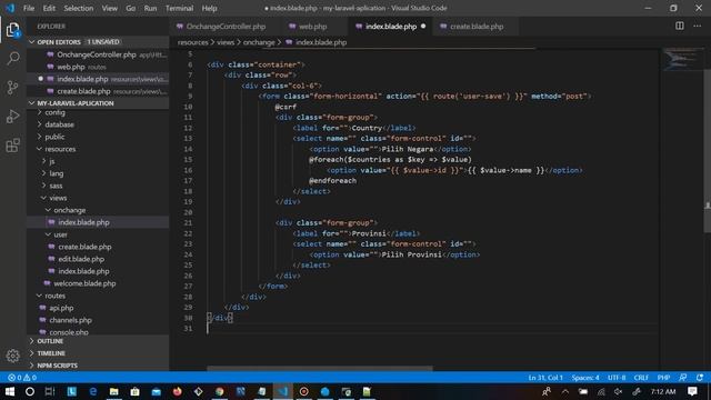 laravel onchange with jquery and axios смотреть онлайн