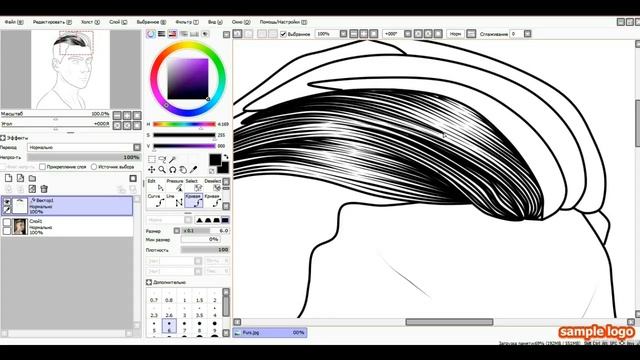 Волосы в Paint Tool SAI мышкой, часть 2 смотреть онлайн