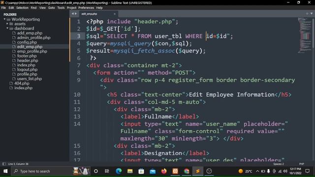 PHP Project Work Reporting System | Populate Data in edit form | Employee Update Tutorial 13 смотреть онлайн