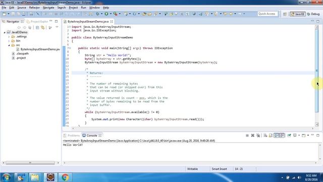 How to use the available() method of ByteArrayInputStream? | Java IO | Java Tutorial смотреть онлайн