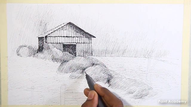 Pen & Ink Drawing Landscape : A Composition on A Barn | step by step strokes to follow смотреть онлайн