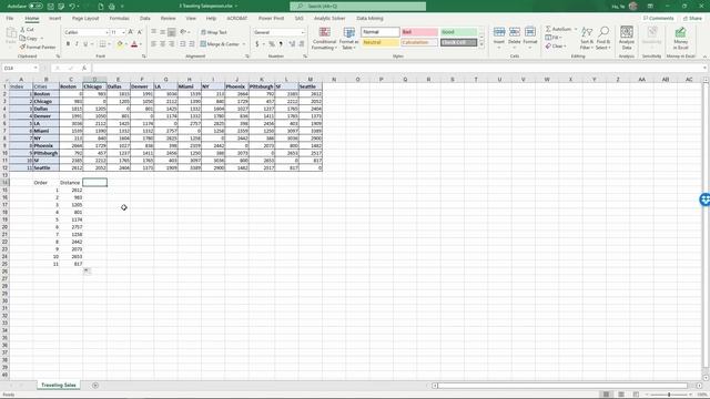 Using Excel evolutionary solver to find the shortest distance for a traveling salesperson (updated) смотреть онлайн