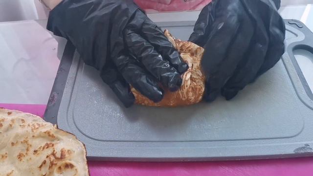 Запеченные блины с ветчиной и шампиньонами