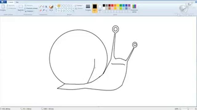 Как нарисовать улитку в программе Paint смотреть онлайн