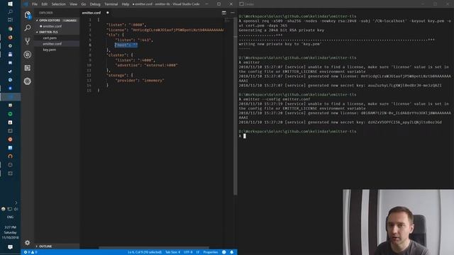 Emitter: Setting up TLS with a self-signed certificate смотреть онлайн