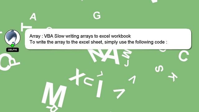 Array : VBA Slow writing arrays to excel workbook смотреть онлайн