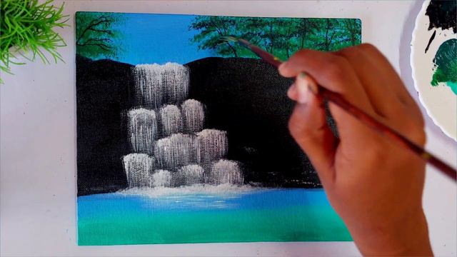 WATERFALLS PAINTING/ ACRYLIC PAINTING/ STEP BY STEP смотреть онлайн