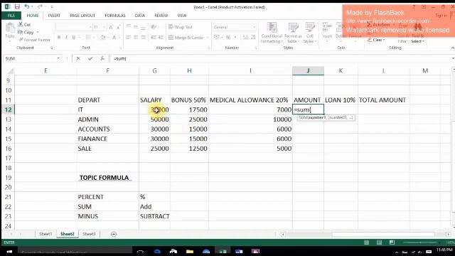 #excel Formula of Sum, Percentage, minus, MergelCenter MS Excel Tutorial in Hindi Easy way Follow смотреть онлайн
