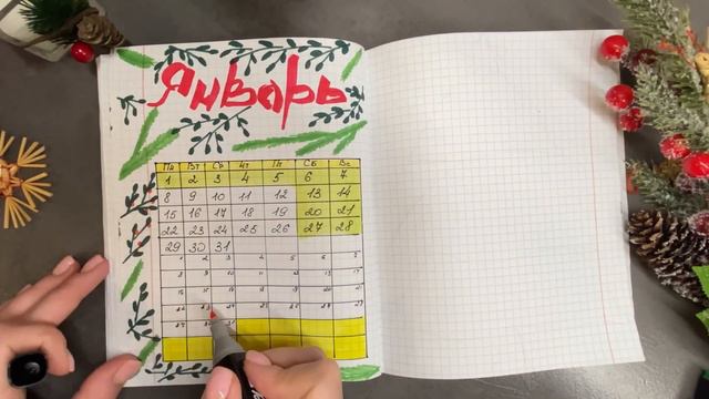 Идеи для Личного Дневника/Новогодние идеи для заполнения ежедневника/ Январь 2024/new diary ideas смотреть онлайн