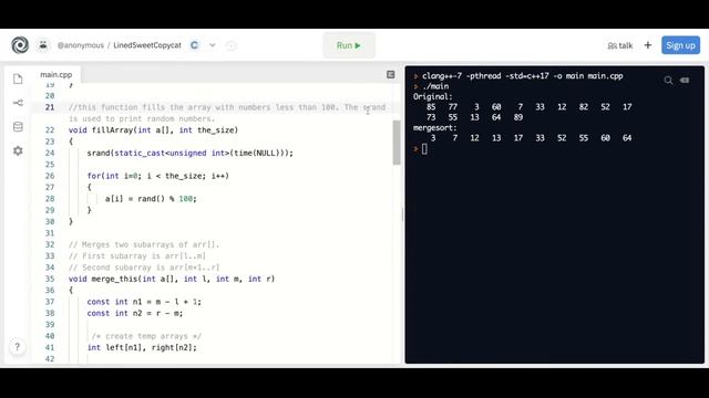 C++ Srand random numbers generator and sorting смотреть онлайн