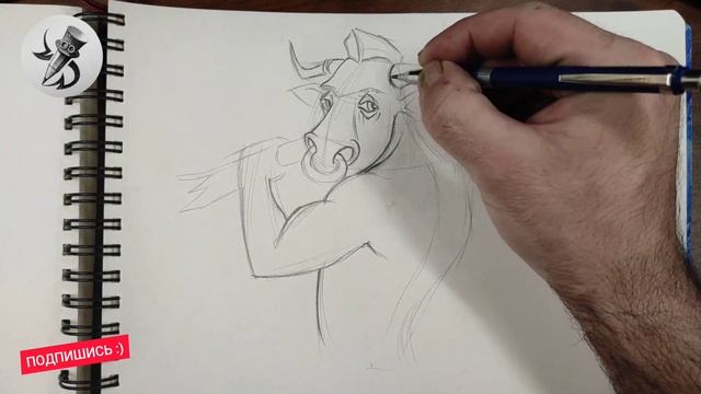 Как нарисовать Быка символ 2021 года. Бык на новый год. Drawing. смотреть онлайн