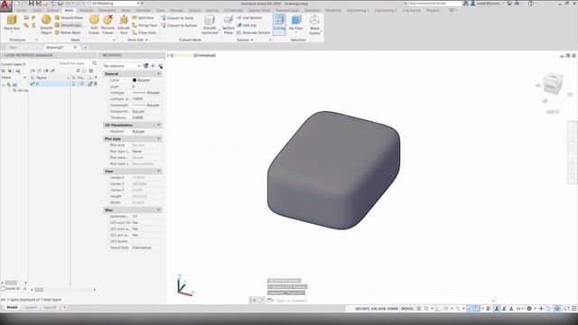 Smooth mesh and move its faces using GIZMO | DEFAULTGIZMO | AutoCAD Tips in 60 Seconds смотреть онлайн