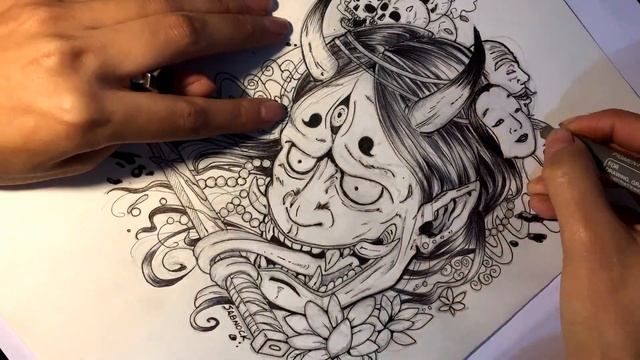 Hannya (般若) Traditional drawing смотреть онлайн