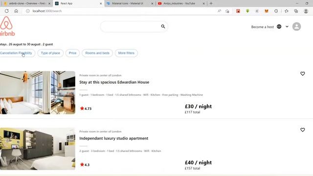 AirBnB Clone(ReactJs and Firebase) Project Demo смотреть онлайн