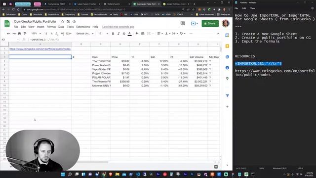 How to Use ImportXML or ImportHTML for Google Sheets ( CoinGecko Example ) смотреть онлайн