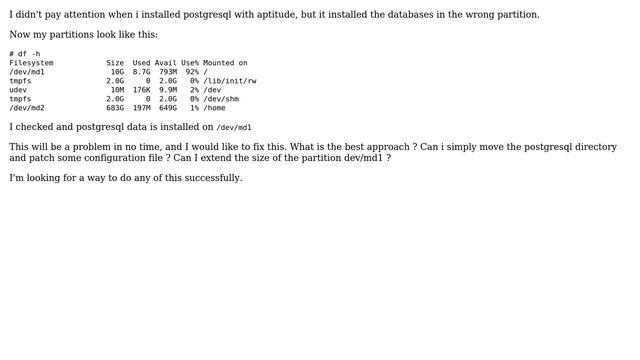 Postgresql 8.3 out of disk space on Debian Lenny смотреть онлайн