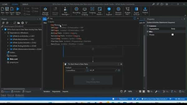 30 For Each Row in Data Table Activity - Data Table and Excel Automation - Uipath Studio