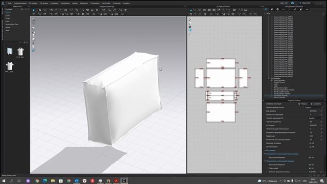 Создаём подушку спинки в CLO3D. Крой подушки. Моделирование в CLO3D.