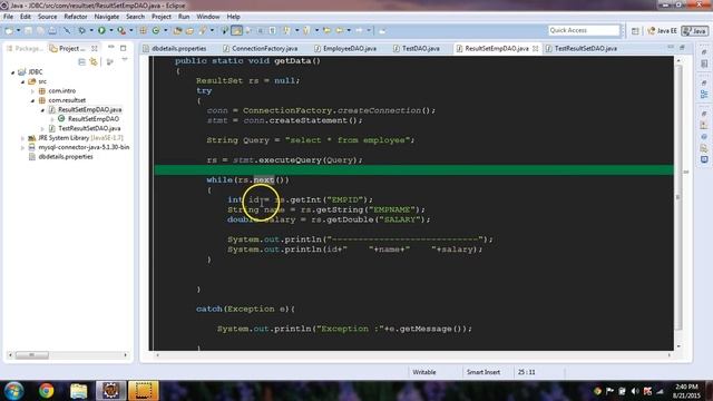 JDBC 7 ResultSet Select Query смотреть онлайн