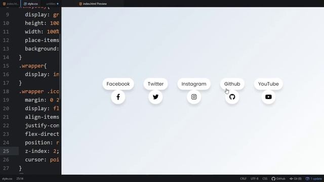 Social Media Buttons with Tooltip on Hover using only HTML & CSS смотреть онлайн
