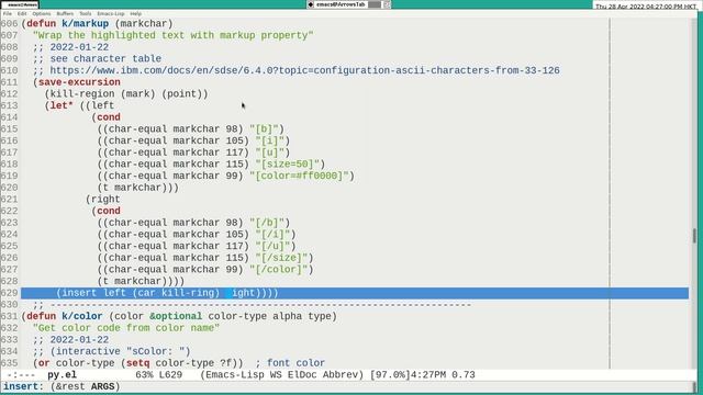 Python in Emacs 0032 -- How to use Emacs to do quick text-markup for python kivy? смотреть онлайн