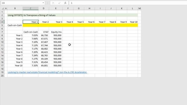 Using OFFSET Function To Transpose A String Of Values