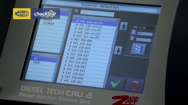 Тестирование форсунок Cтенд CRU.2 - процедура тестирования пьезоэлектрических форсунок
