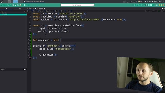 Node.js Socket.io - Основы работы Сервер - Клиент, на примере терминального чата смотреть онлайн