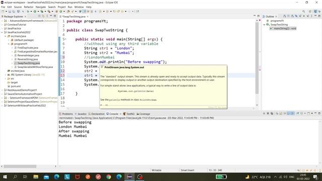 #6 Java Program to do String swapping without using third variable | Java смотреть онлайн