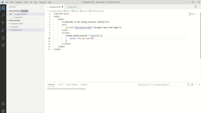 JavaScript Tutorial - How to Show Popup on Navigating Away from Web Page? #thecodingconcepts смотреть онлайн