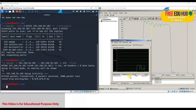 hping3 Tutorial - TCP SYN Flood Attacks - DoS and DDoS Attacks using Kali Linux 2022 and Windows XP смотреть онлайн