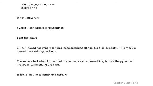 Django : Django py.test does not find settings module смотреть онлайн