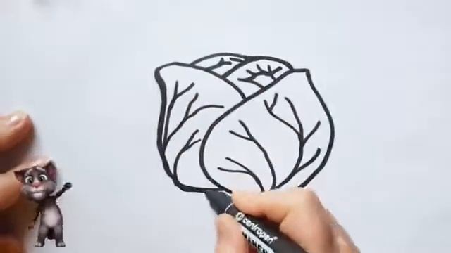 Drawing cabbage with kids / КАК НАРИСОВАТЬ КАПУСТУ / How To Draw Cabbage смотреть онлайн